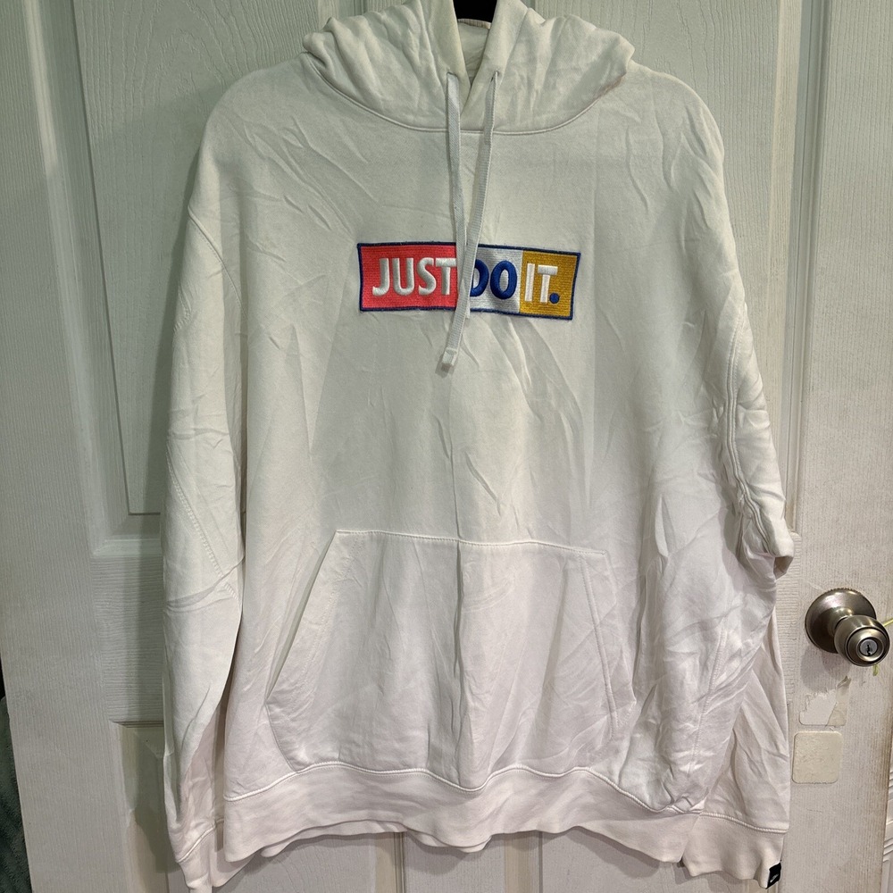 Nike Sportswear Men's Just Do It Fleece Pullover Hoodie - White - XL